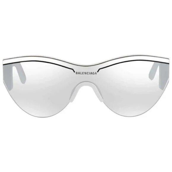 READ DESCR Balenciaga White Silver Mirrored Sunglasses w/ Case Unisex UNUSED - Picture 1 of 14